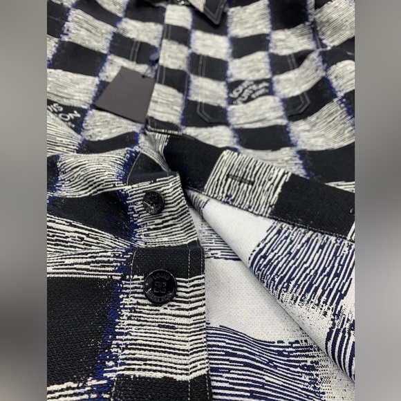 LOUIS VUITTON NAVY BLUE CHECKERED PATTERNED SHIRT !!! - Picture 6 of 9